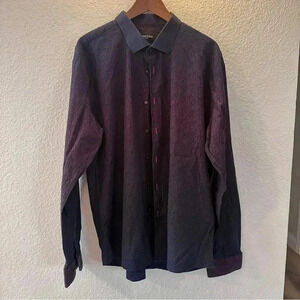 Maceoo Paris Men’s Italian Fabric Dress Shirt 4XL Slim Fit Gradient Long Sleeve